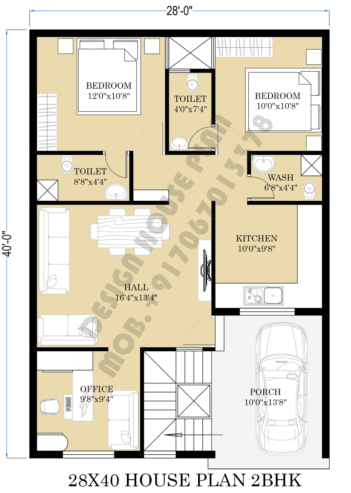 28 by 40 house plans with 2 bedrooms