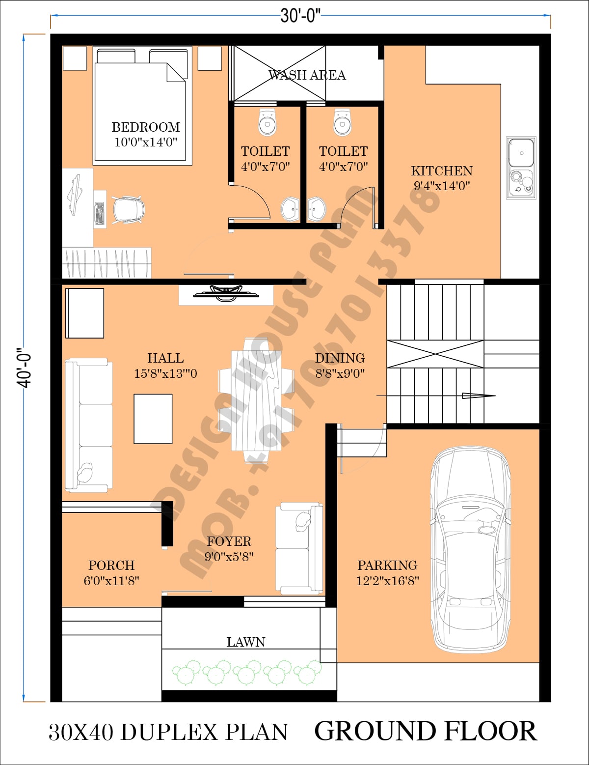 30x40 duplex house plans