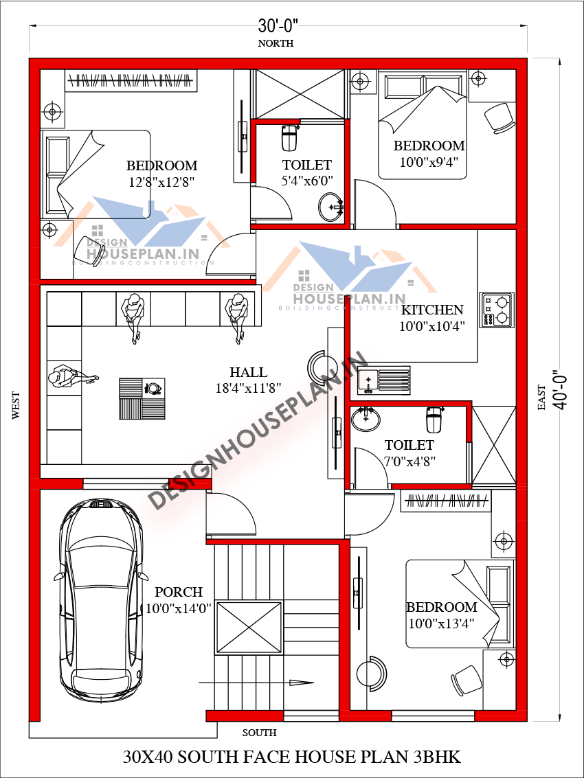 1200 sq ft house plans 3 bedrooms with car parking as per vastu