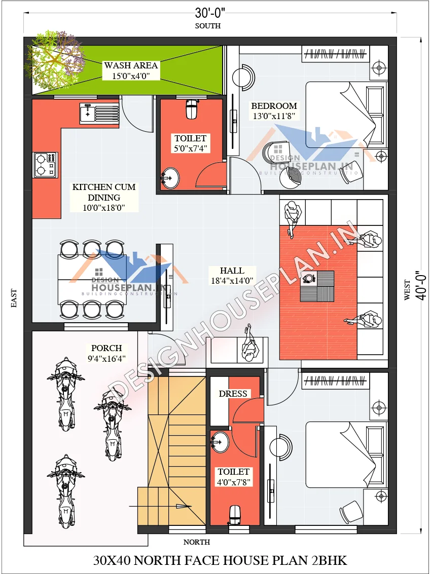 30x40 north facing house plans 2bhk 3bhk house map with vastu