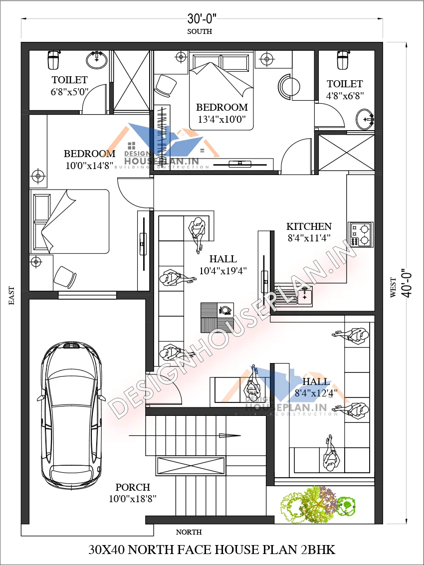 30x40 north facing house plans 2bhk 3bhk house map with vastu