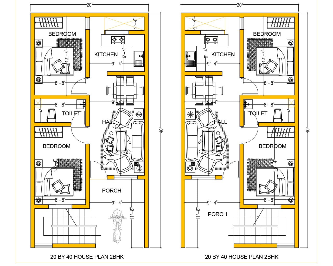 20 by 40 feet house plans with car parking